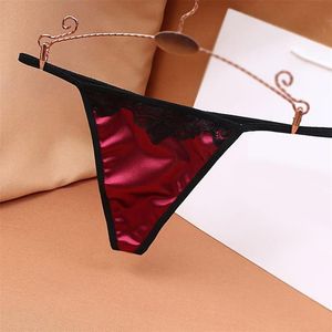 Bragas de mujer Sexy mujer Low Rise encaje erótico tangas ropa interior G cuerdas y Mini Tback Micro satén M L XL281Y