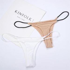 Bragas de mujer Thin Strappy Women Thongs y G Strings Plus Tamaño Low Rise Femenino Tanga Algodón Bikini Ropa interior S-XL Sólido Co290U