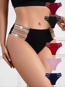 Bragas de mujer tanga sexy correa de plataforma plateado a mitad de la cintura hueca algodón cómodo sensual mujer sólida ropa interior sin costura