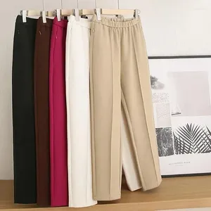 Pantalones de mujer 2023 ropa de talla grande de alta calidad cintura de moda recta esbelto oeste de blanco y negro sanitario