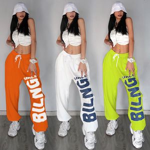 Pantalons pour femmes Capris American retro letter print pants women's sports hip-hop trend casual pants dance jazz performance loose pants 230717