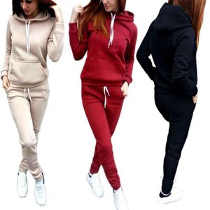 Pantalones Capris para mujer, chándales para mujer, ropa de calle femenina, ropa japonesa Harajuku, conjunto de dos piezas, sudaderas con capucha de lana para otoño e invierno, sudaderas informales