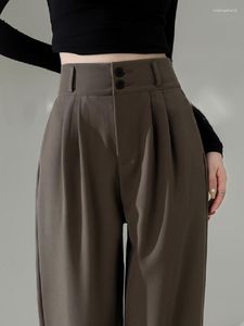 Women's Pants Elegant High Waist Baggy Straight Korean Wide Leg Women Chic Long Trousers Autumn Fashion Buttons Casual Female Suit Pant