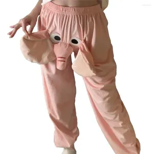 Pantalons pour femmes éléphant oreille nez femmes haute étirement confortable hiver pyjama de dessin animé pour les couples épais peluche chaude homewear