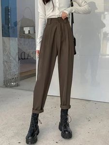 Pantalon féminin Fashion coréenne haute taille femmes Boyfriend Boyfriend Style Long avec Hipster à fermeture éclair et tailles S-XL polyvalentes disponibles