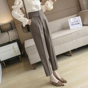 Pantalones de mujer, trajes de oficina de cintura alta, Pantalones formales de primavera y verano para mujer, Pantalones informales sueltos rectos Harem de pie pequeño