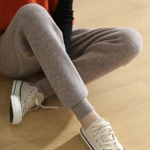 Pantalon femme Pure laine radis dames à lacets taille haute tricot décontracté longue chaude 2023 automne et hiver jambe large