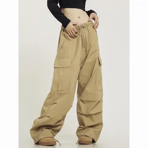 Pantalon féminin rétro kaki plissé de travail de travail de travail de la rue haute