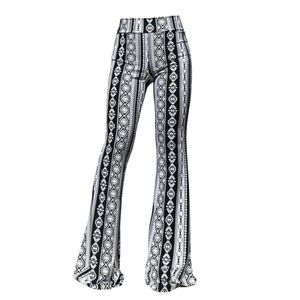 Pantalons pour femmes s Boho Flare Ethnic Floral Print Bell Bottom Pantalons Pour Femmes Y2k Streetwear Taille Élastique Jambe Large Danse Leggings 230721