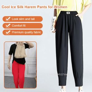 Pantalons pour femmes Cool Ice Silk Harem pour femmes Confortable Stretch Taille élastique Droite avec poche Travail Lâche Mince 230901