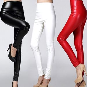 Pantalon Femme Sexy Faux Cuir Leggings Taille Haute PU Polaire Femme Plus Taille Pantalon Hiver Dames Leggins Multicolore Mode 230322