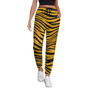Pantalon femme imprimé tigre printemps or rayures animaux rétro Joggers femme Harajuku Design pantalon grande taille 3XL