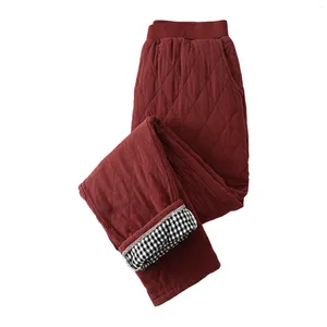 Pantalones de mujer de invierno de algodón ultraligeros Pantalones de jogging Casual cálidos sueltos Harem Pantalones gruesos de cintura alta Capris Pantalones 2024