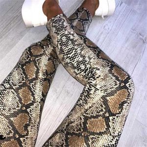Pantalones para mujer Mujeres de cintura alta Estampado de leopardo Patrón de piel de serpiente Flaco Lápiz Slim Ladies Pantalones Stretch Leggings1