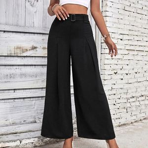 Pantalons pour femmes Femmes Coupe ample Pantalon fluide jambe large pour taille haute Boucle réglable Travail Streetwear Léger