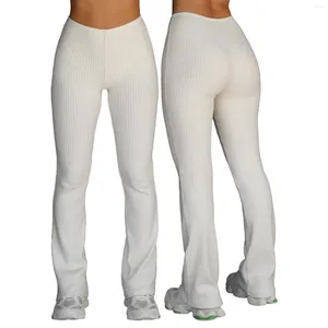 Pantalons pour femmes Femmes côtelées Bootcut Bootcut Taille haute Couleur unie Slim Fit Bell-Bottom Leggings Flare