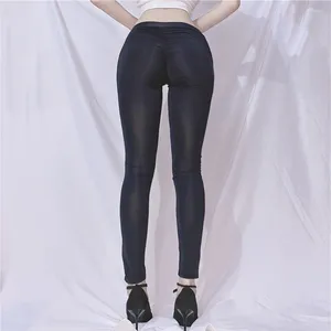Pantalons de Yoga pour femmes, Leggings à haute élasticité, en Nylon, transparent, slim, Ultra-fin, soyeux
