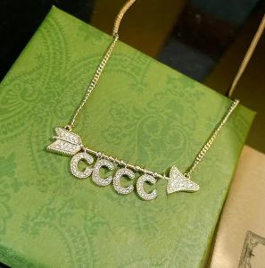 Collier pendentif en or pour femmes, bijoux de luxe, chaîne à cravate pour femmes, collier en cristal de styliste, diamant artificiel, collier en or de mariage