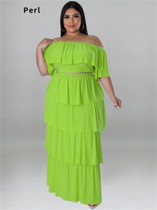 Survêtements grande taille pour femmes Perl jupe décontractée ensemble haut court Maxi grande balançoire robe de bal tenue assortie grande taille femmes vêtements deux pièces ensemble court xl5xl 221121