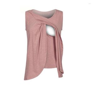 Women's Polos 2023 Maternity Wear European And American Round Neck Sleeveless T-Shirt Irregular Hem Nursing Clothes Women Plu Sizes 5xl