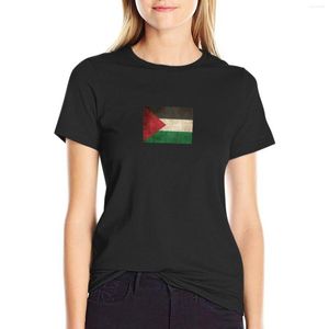 Polos de mujer, camiseta de manga corta con bandera Vintage desgastada y desgastada de Palestina, camisetas gráficas para mujer