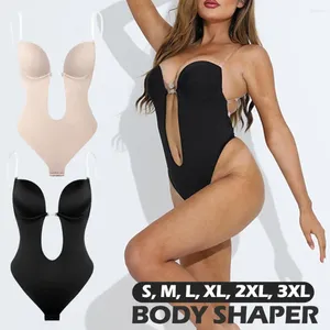 Shapers Femmes One Piece Sous-vêtements Soutien-gorge Anneau en acier Sexy Girl Back Top Shapewear Tube rembourré Push Deep Plunge Femmes Body Up V-Col Bodys Q3E1