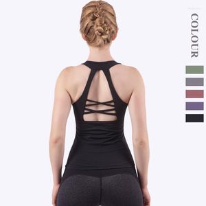 Chaleco de fitness sin mangas de secado rápido en forma de U para mujer, para correr, belleza desnuda, espalda, Yoga