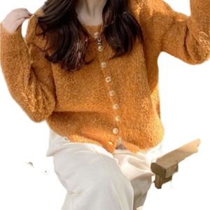 Camisa de mujer MIVMIV diseñador moda top marca suave glutinoso círculo hilo felpa cuello redondo suéter cardigan femenino 2023 otoño coreano suelto delgado abrigo femenino
