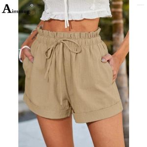 Shorts pour femmes Aimsnug 2023 Sexy taille élastique femmes coupe haute grande grande femme décontracté amérique Europe poches pantalons courts