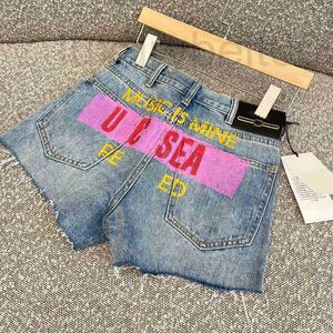 Shorts pour femmes Designer Sexy femmes jupe short A-ligne hot pants denim rétro déchiré marque graffiti slim fit pantalon court de haute qualité femme Vêtements F8P9