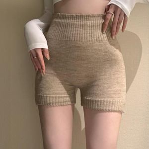 Women's Shorts High Waist Winter Knit Warm Belly Seamless Bottom Tight Soft Stretch Solid Color Safety Pants 230925