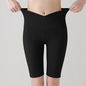 Shorts pour femmes Sans couture Sport Court Femmes Taille haute Collants à cinq points Pantalon mince Traceless Skin Cyclisme Sweat Leggings Entraînement Scrunch