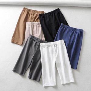 Women's Shorts sexy women cotton high waist elastic pure color slim Knee-Length bike shorts female Y23