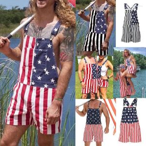 Shorts pour femmes, combinaison courte avec drapeau du jour de l'indépendance américaine, pantalon à bretelles pour Couple