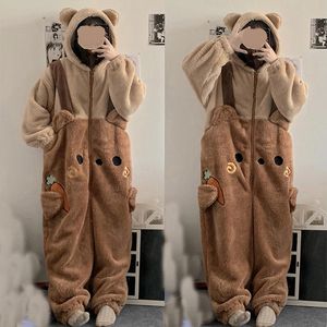 Femmes Sleep Lounge Flanelle Anime Onesie Adultes Animal Pijama Pyjama Ensemble Femmes Hommes Cosplay Halloween Dessin Animé Pyjama Hiver Ours Vêtements De Nuit 230106