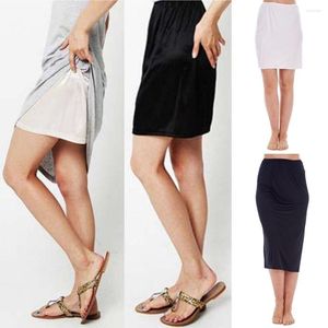 Ropa de dormir para mujer 1 unid mujeres medio resbalones enagua cómoda enagua lencería falda de satén damas verano moda enfriamiento sólido debajo del vestido