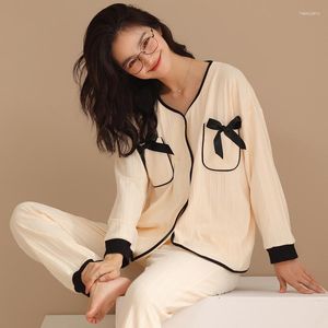 Vêtements de nuit pour femmes 2023 automne hiver pur coton pyjamas Court Style Cardigan maison vêtements costume dame femme vêtements de nuit hauts de nuit