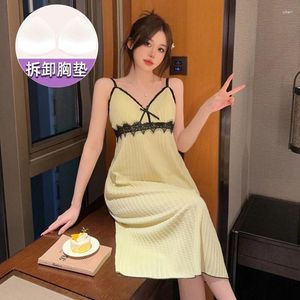 Vêtements de nuit pour femmes 2024 Été sexy lingerie Spaghetti Strap Coton Nightgowns For Women Korean Mignon Lace Dehnress Night Dress Nighty