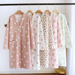 Vêtements de nuit pour femmes Automne Hiver Pour Dormir Robe Chaude Femmes Pyjama Peignoir Robe Femme Vêtements Pijama Épais Coton Pyjama Chemise De Nuit