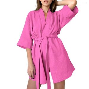 Vêtements de nuit pour femmes respirant femmes peignoir doux dame chemises de nuit couleur unie tenue quotidienne printemps bain