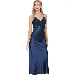 Ropa de dormir para mujer Chemise Sleep Lounge Night Silk Dress Elegante Sexy Ladies Nightwear Plus Size Summer Camisones largos Sleepshirts Satin