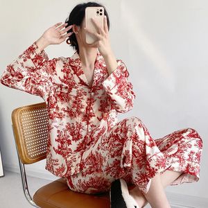 Pyjamas de nuit pour femmes ensemble pantalon à manches longues deux pièces pyjama en soie glacée mode Satin dames décontracté filles Homewear vêtements de nuit Pijamas