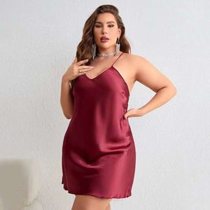 Vêtements de nuit pour femmes Pron Robe sexy Satin Babydoll Femmes Pyjama en soie Pron Chemise de nuit Col en V À volants Chemises de nuit Lingerie Sommeil Mini Robe Robe Filbert 528