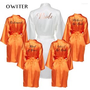 Vêtements de nuit pour femmes Robes en satin solide Robe de mariée blanche Équipe de demoiselle d'honneur Orange Custom Wedding Morning Peignoir
