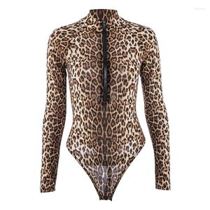 Dames nachtkleding Top Mode Mesh Hoge hals Eendelig Sexy Lingerie Badpak Luipaardprint Europese en Amerikaanse vrouwen