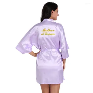 Vêtements de nuit pour femmes en gros mère du marié lettre or paillettes femmes solide satin kimono robes de mariée pour la fête de mariage peignoirs L6