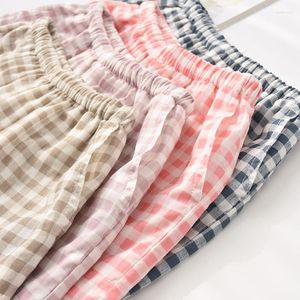 Vêtements de nuit pour femmes WomenMen Shorts Coton Sleep Bottoms Imprimer Plaid Pyjamas Casual Homewear Pyjamas Lounge Wear Lingerie d'été