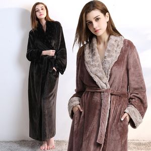 Vêtements de nuit pour femmes femmes Extra Long hiver chaud flanelle peignoir grande taille Sexy fourrure rose Robe de bain mariée Robes nuit robe de chambre hommes Sleepw