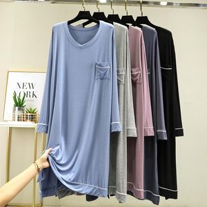 Ropa de dormir para mujer, camisón de Modal para mujer, ropa de casa de manga larga, ropa de dormir informal holgada, bata de casa, camisón suave