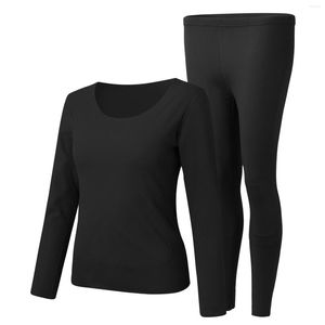 Vêtements de nuit pour femmes Jeunes vêtements pour hommes Cadeau de Noël pour les femmes Col rond Doublure en molleton Manches longues Sous-vêtement thermique Gilet Hauts d'hiver Slim 1